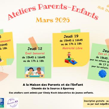 ateliers parents enfants mars 2026