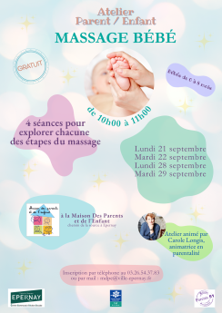 Ateliers massage bébé septembre 2026