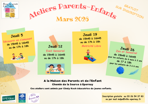 ateliers parents enfants mars 2026