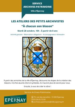 Affiche atelier "A chacun son blason" Archives Epernay