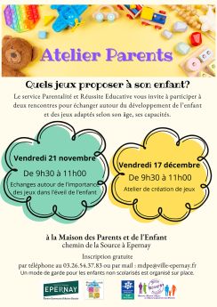 Atelier Parents quels jeux proposer à son enfant